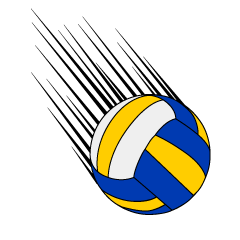 Punta de pelota de voleibol azul y amarilla