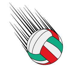 Punta de pelota de voleibol roja y verde