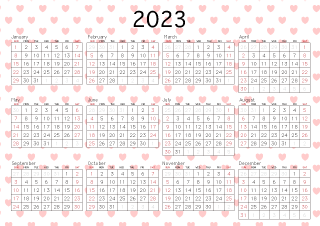 Fondo del corazón del calendario 2023