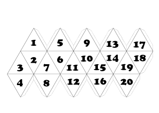 Paper Icosahedron with Numbers