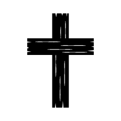 Cruz de madera en blanco y negro