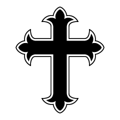 Símbolo de cruz en blanco y negro