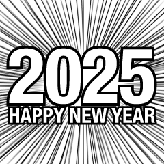 Happy New Year 2025 Black and White