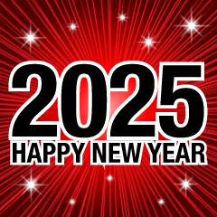 Happy New Year 2025 Glitter Red