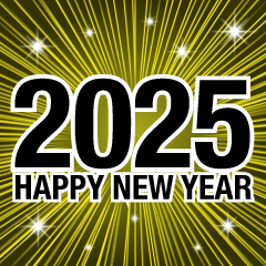 Happy New Year 2025 Glitter Yellow