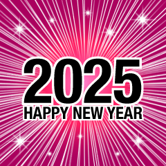 Happy New Year 2025 Glitter Pink