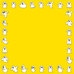 Ghosts Square Border Yellow