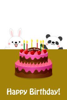Conejo y Panda Feliz cumpleaños