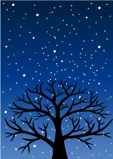 Escena de Nieve con Silueta de Árbol