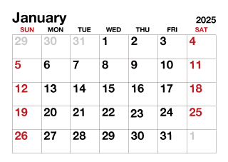 January 2025 Calendar