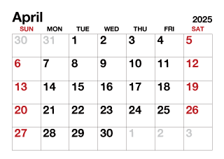 April 2025 Calendar