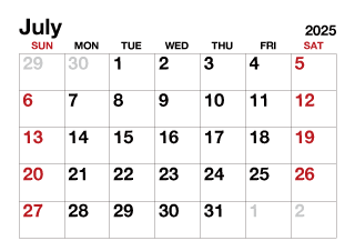 July 2025 Calendar