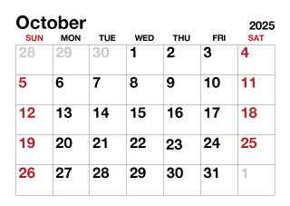 October2025 Calendar