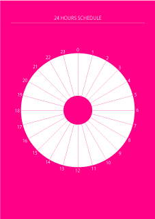 Círculo de horario de 24 horas rosa