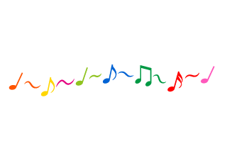 Notas coloridas tocando música