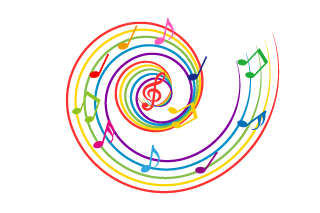 Partitura musical colorida con hidromasaje