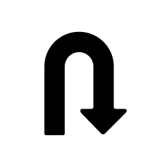 Black U-turn Arrow