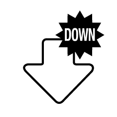 Bottom Arrow with DOWN Black and White
