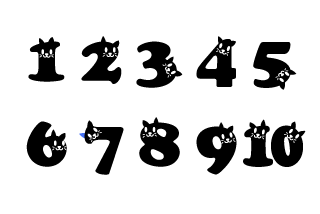 Cat Number Chart Black and White