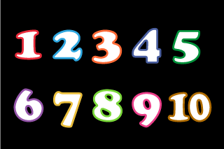 Colorful Number Chart Black Background