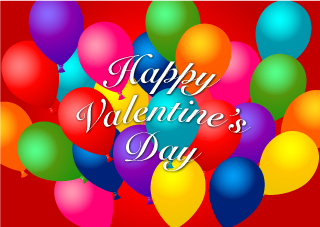 Valentine's Day on Colorful Balloons