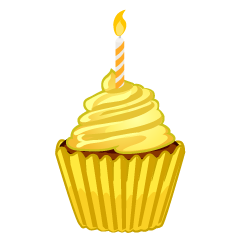 Yellow Birthday Cupcake