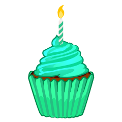 Aqua Birthday Cupcake