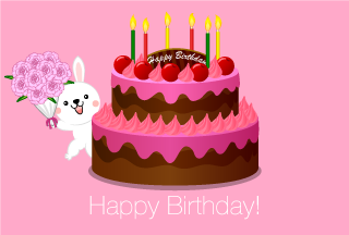 Happy birthday of rabbit and hall cake