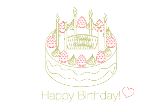 Line drawing birthday cake card